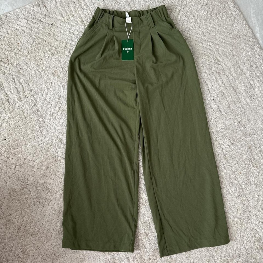 NWT halara High Waisted Pocket Wide Leg Casual Linen-Feel Pants